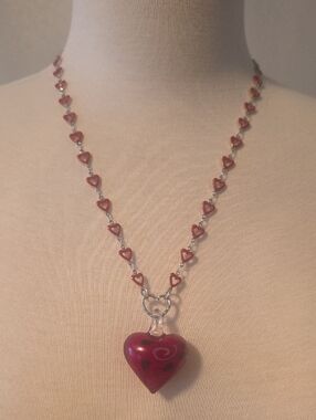 Red Heart Pendant Necklace - Women Jewelry